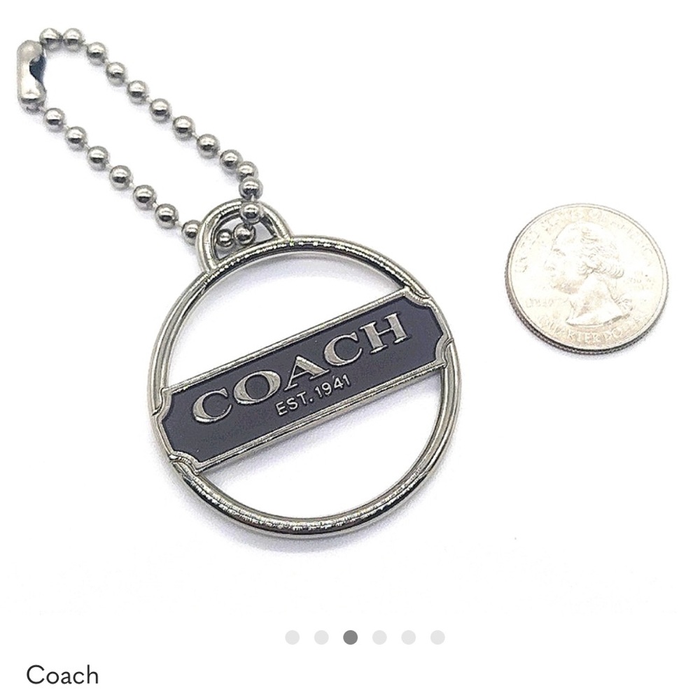 Coach Silver and Black Enamel Keychain, Like New Condition - Picture 3 of 7
